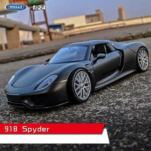 Welly 1:24 Porsche 911 Gt3 Rs Blå Bil Legetøjsbil Model Simulering Bil Dekoration Samling Gave Legetøj Støbt Model Dreng Legetøj 918 Spyder Matte Black