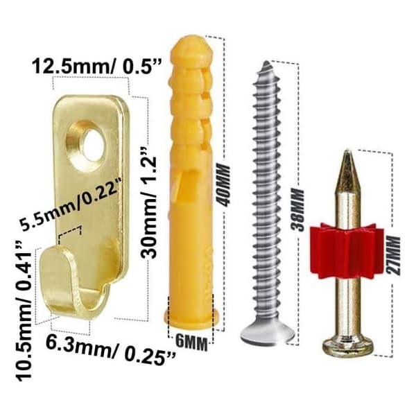 Sett med 10 solide mini J-formede veggkroker laget av 304 rustfritt stål (gull)