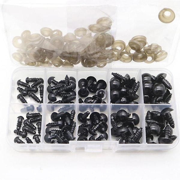 100 stk/sett 6-12mm Nye Dukke Barn Lekeøyne Plast Sikkerhetsøyne DIY For Anima