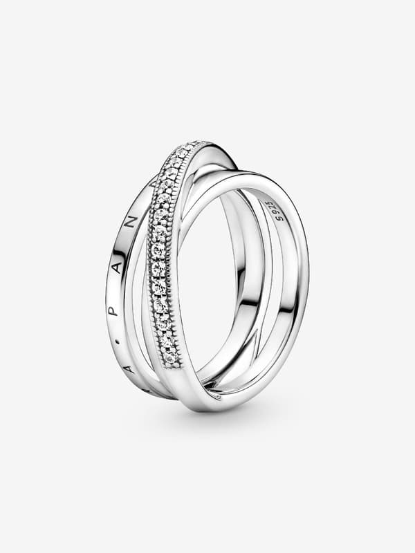 Pandora - Crossover Pavé Trippelbandsring - Sterlingsilver Circumference: 58mm