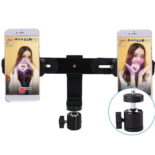 Telefon Tripod Mount Dobbelt Mobiltelefonholder Til Internet Celebrity Gimbal (hy)