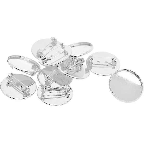 10 stk Brosjenåler Pin Base Blank Cabochon Trays Backs Passer 25mm Runde Cabochons For Badge, Corsage, Navneskilt Og Smykkehåndverk - Hvit, A
