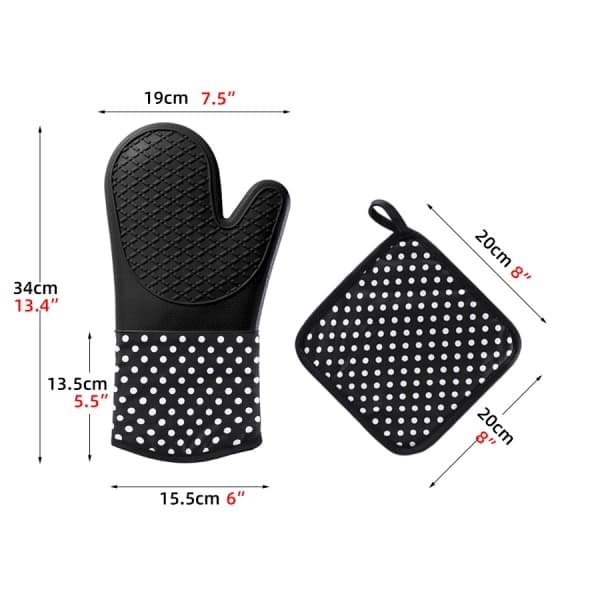 3-pack ugnsvantar, värmebeständiga halkfria silikonvantar,