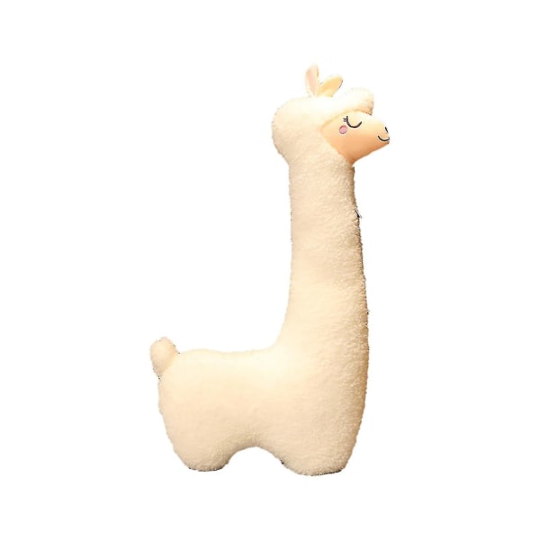 75 cm, 100 cm jätte alpacka plysch lång kroppskudde, fluffig alpacka gosedjur 100 % 75cm White