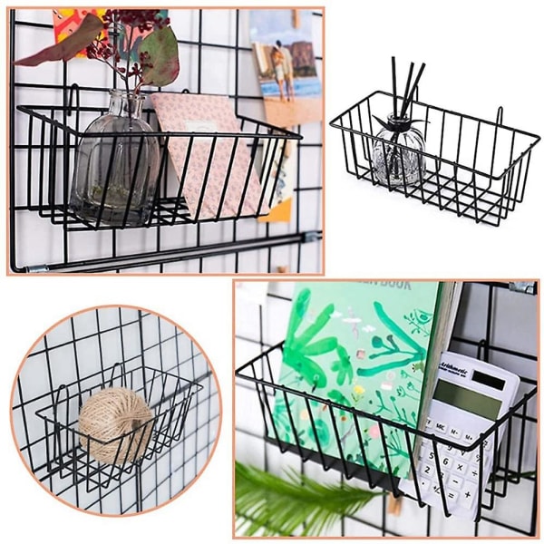 3-pack trådnäts korgar, väggmonterade nätkorgar, skåp väggmonterad organizer, förvarings- och displaykorgar