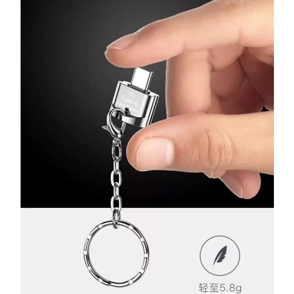 Type-C/Micro USB/Lightning mini-matkapuhelinkortinlukija, nopea TF-kortti OTG-kortinlukija Micro USB Silver