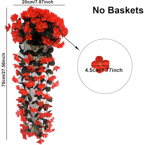 Keinotekoinen wisteria-koriviini roikkuvat kukat Tekokukat roikkuvat korit Tekokukat seinälle aidalle ulkona sisällä kodin oven koristeluun 2 kpl Dark Red