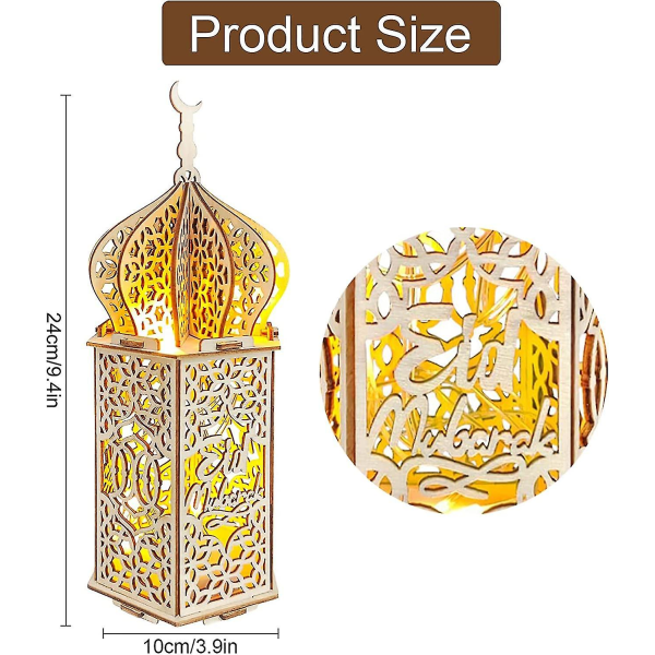 3 Pieces Diy Ramadan Wooden Lamps Decorations, Mubarak Ramadan Led Lamp For Ramadan Decorations