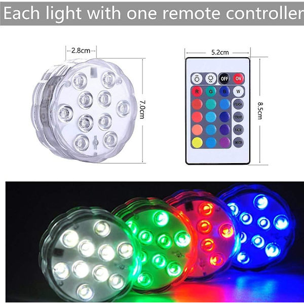Varmtvandsbadekarlys, Lmell Pool Lights Undervands, Lmell Bath Spa Lights, Lmell Vandtætte Damlys Gave