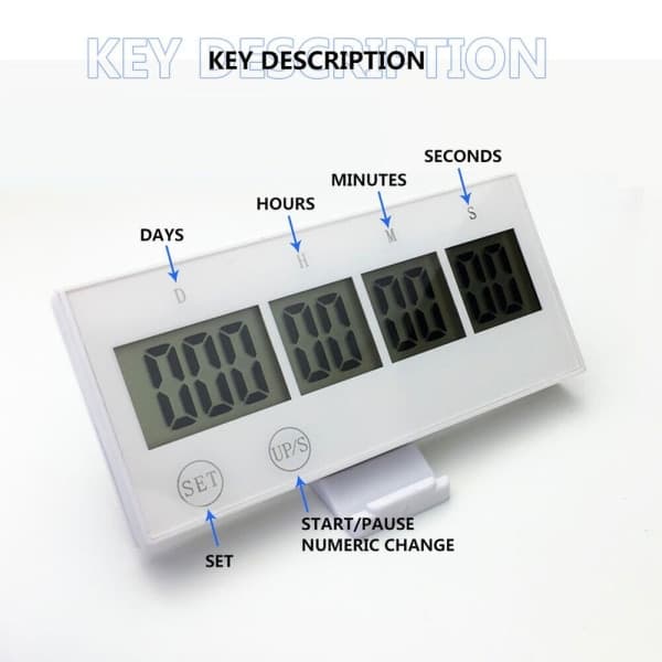 999 Dagars Nedräkningsklocka Elektronisk Digital Timer VIT Vit White