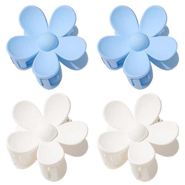 4 stk Store Blomster Hårklipp, Store Daisy Kronblad Klipp Blomster Matte Barrettes