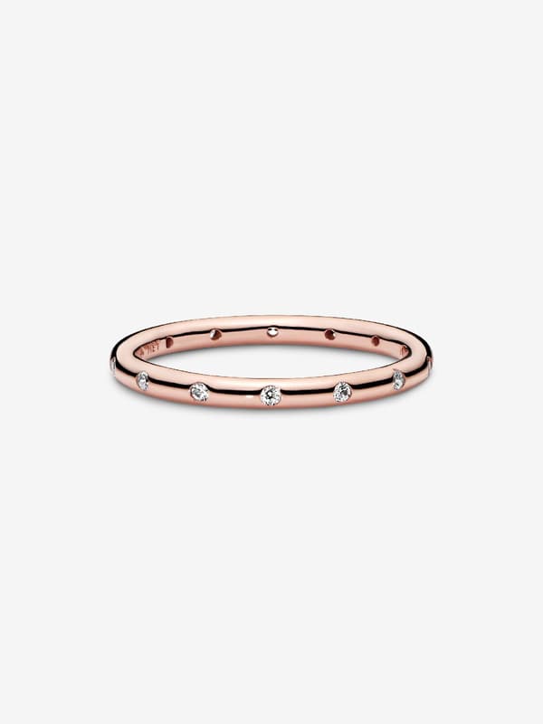 Pandora - Yksinkertainen kimalteleva sormus - 14k ruusukullattu Circumference: 52mm
