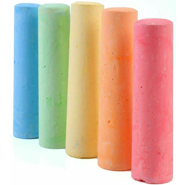 5-delade Chunky Jumbo Chalk Sticks 10,5 cm 4” Ljus tvättbar trottoar, svart tavla, svarta tavla Färgglad krita Perfekt för väggmålningar utomhus, spel