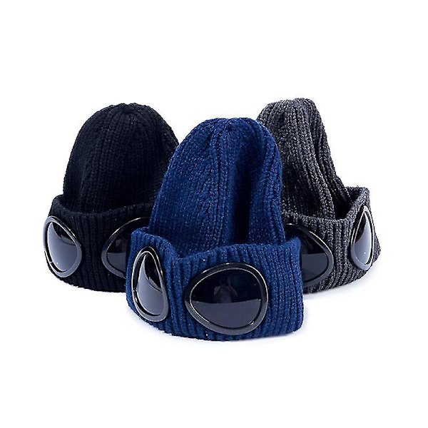 2024 016a Bomull Strikket Lettvekts Goggle Lue Dark gray