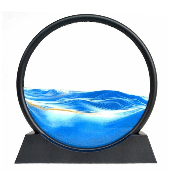 Moving Sand Art Picture Timeglass Deep Sea Sandscape Glass Quicksand 3d Painting Blue