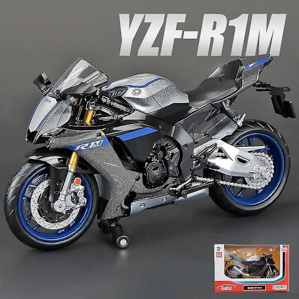 1:12 Yamaha Yzf-r1m 60th Anniversary -moottoripyörän pienoismalli, leluajoneuvo, kokoelma, autopyörä, iskunvaimennin, maastoauto, leluauto Black with box