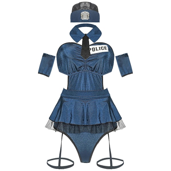 Halloween Politi Kostyme Rollespill Scene Kostyme Sexy Jumpsuit Innpakket Bryst Kvinnelig Politi Uniform Opptreden Kostyme Uniform Farge M