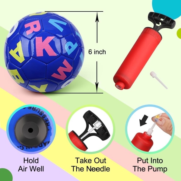 Mini lasten kumipallot urheilulelut, 6" värikkäät rantapallot minijalkapallomaaleihin, 3 kpl pieni PVC sisäjalkapallo