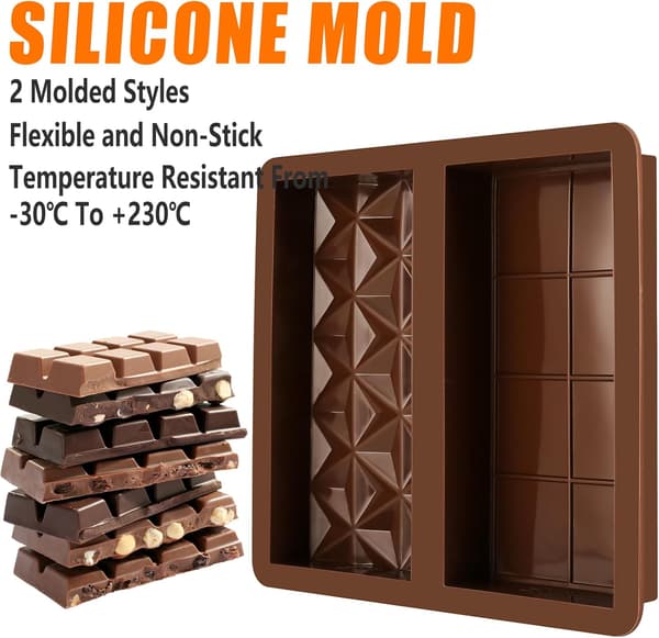 2 stk. dyp sjokoladeform silikon Dubai sjokolade sjokoladebrett 2 i 1 silikonform