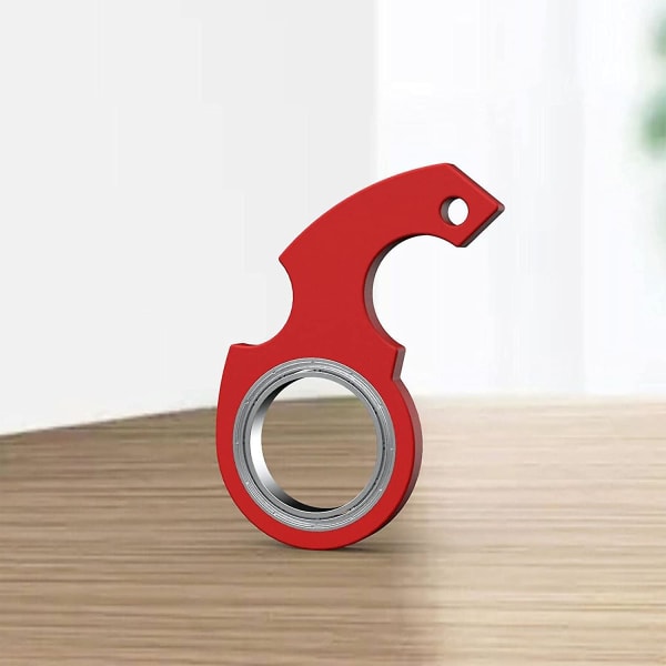 Nøglering Spinner Fidget Ring Legetøj, Metal Key Spinner, Fidget Nøglering Sanselegetøj til mænd, kvinder og børn Black x Red