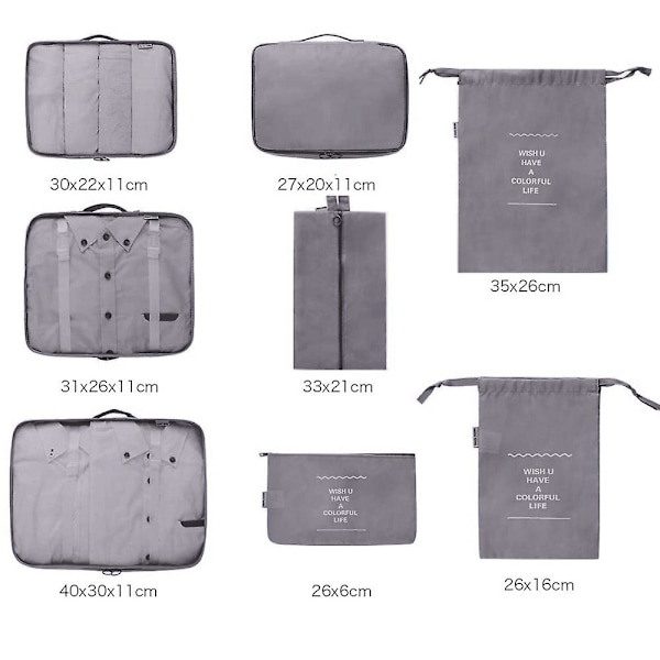 Packningskuber Resväskor Packningsorganisatörer För Reseaccessoarer light gray