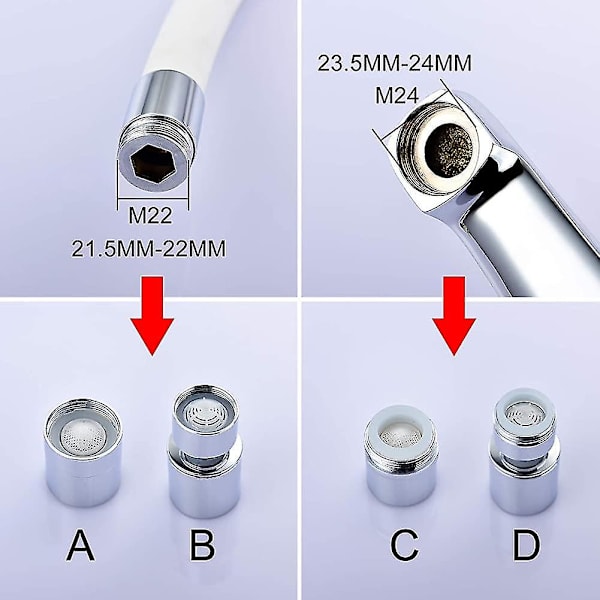360 Swivel Kranluftare Dubbelfunktion Kökskranluftare 22mm Hon
