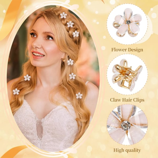 10 st Mini Diamond Hair Claw Clips,Små hårspännen Blomma hårnålar Håraccessoarer för kvinnor,Flickor,Sweet Mini Barrettes Hårstyling Accessoarer