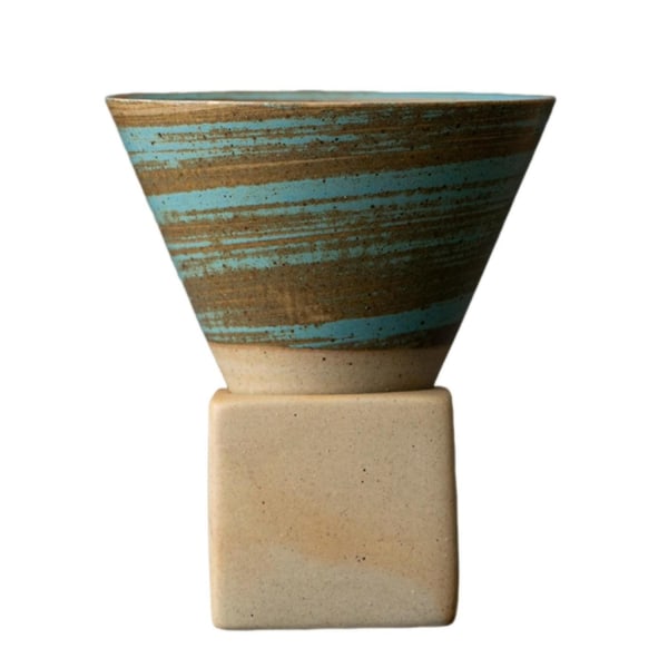 ZHOUBA 150ML Keramisk Trakt Kaffe Kopp med Base Håndlaget Latte Cappuccino Te Espresso Konisk Krus 150ML Blue
