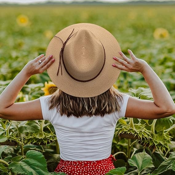 Dam Halm Panama Hatt Fedora Strandhatt Bredbrättad Halm Roll up Hatt UPF 50+