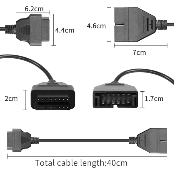 CDQ Adapterkabel til GM 12pin til OBD1 til OBD2 16pin Stik til GM Køretøjer 40cm