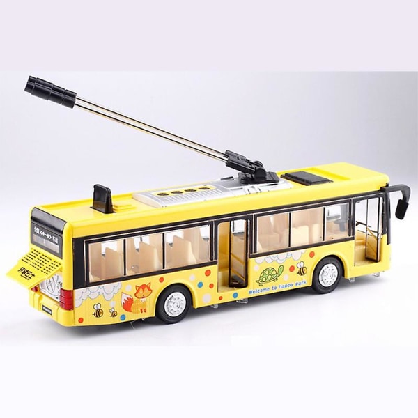 Barnleksaker Legering Sightseeingbuss Modell 1/32 Trolley Bus Diecast Spårvagn Bussfordon Billeksak med ljus