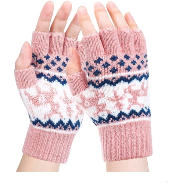 Fingerlösa handskar för kvinnor - Thermal Varma mjukstickade ullvantar Dam Kallt väder Vindtät utomhussportpresent till familjen