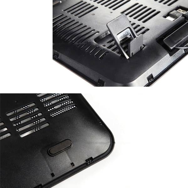 Metal Panel Dual Fan Notebook Cooler Høj Hastighed Silent Laptop Køling Pad Slim Stand Holder til 14 Tommer PC Computer Sort