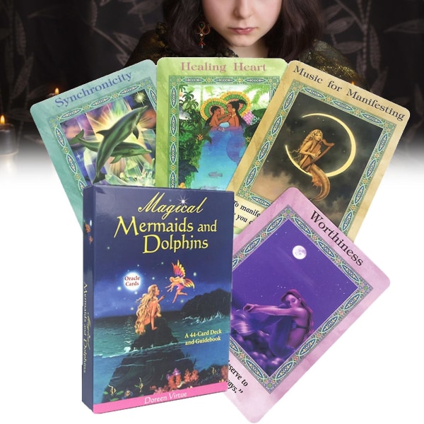 44 kpl / sarja Tarot Magical Mermaids And Dolphins Oracle Englanninkielinen painos Art Paper Creative Table Game Card For Predict