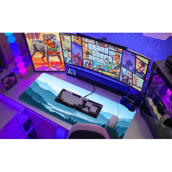 Musemåtte (31,5 × 11,8 × 012 tommer) Gaming Musemåtte, Udvidet Musemåtte, Anti-Fray Syede Kanter, Skridsikker Gummibase, Vaskbar Tastaturpude