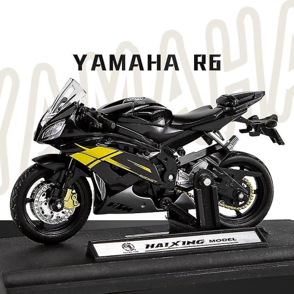 1:18 skala Yamaha R6 legeringsscooter sportscykel figurer diecastbiler børns legetøj motorcykel racermodel replikaer samle gave til drenge Black