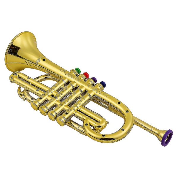 Trumpet Kids Musik Pedagogisk Leksak Musikinstrument Abs Metall Trumpet Med 4 Ed Tangenter För Barn