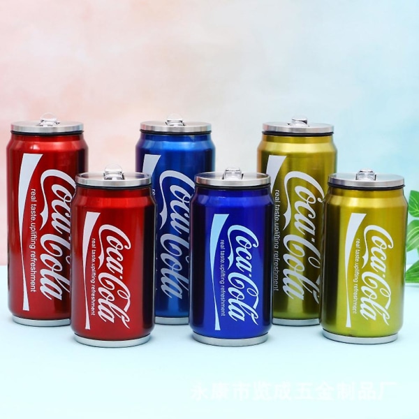 Kaesi 350 ml 500 ml rostfritt stål utomhus bilisolerad sugrör Cola burk flaska kopp 500ML Red