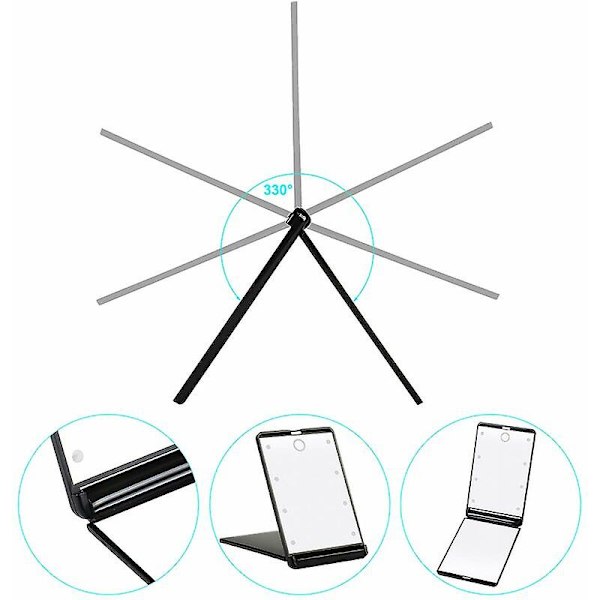Rejse spejl, bærbar LED-belyst makeup spejl med 8 dæmpbare LED-lys
