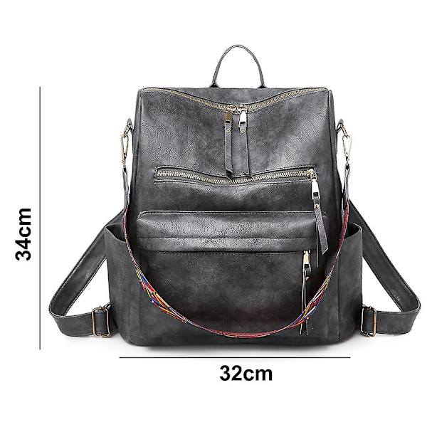 Kvinde Mode Rygsæk Punge Multifunktionel Design Håndtasker Og Skuldertaske Rejsetaske, Med Farverig Rem grey