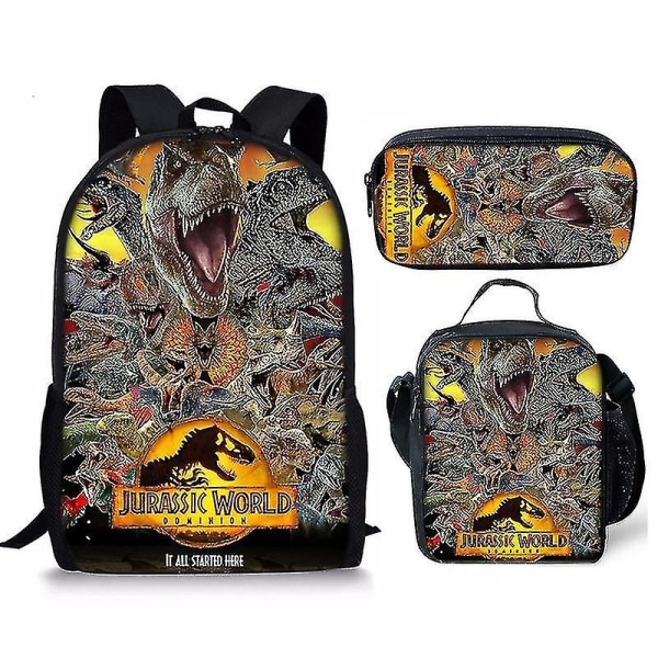 Jurassic World 3 trykk skoleveske barn ryggsekk eller lunsjpose eller pennpose eller tredelt sett for barn Z54 only backpack