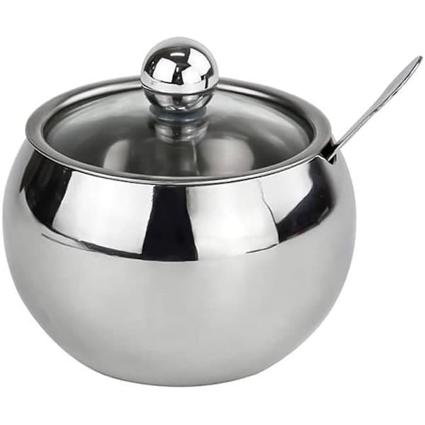 Sukkerskål, rustfrit stål krydderisked med låg, Φ7.6cm - Perfet