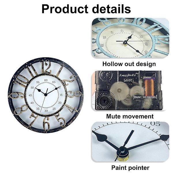 12-tommer Kreativ Nordisk Enkel Retro Klok Quartz Klok