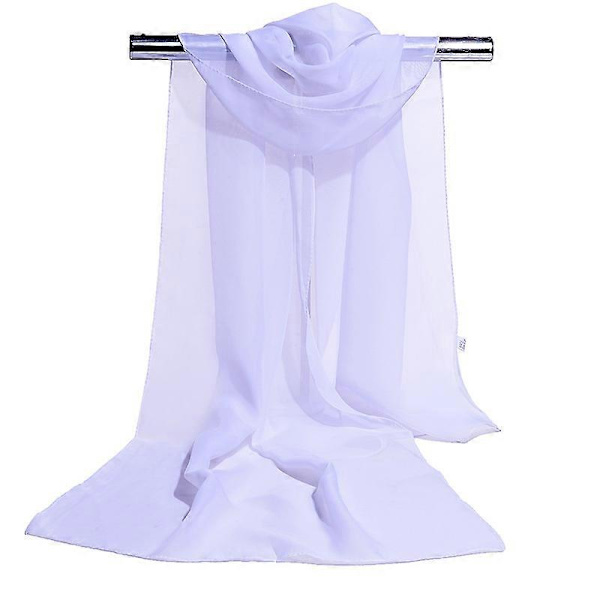 Transparent Chiffon Tørklæde | Tørklæde Dame Brudekjole - Ensfarvet Chiffon Silke White 160x50cm