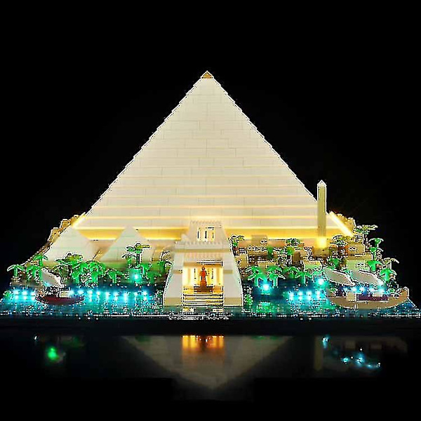 1476 stk. Den Store Pyramide i Giza 21058 Byggeklodser Berømt Model Byarkitektur Street View Mursten Sæt Legetøj Gave Only Light