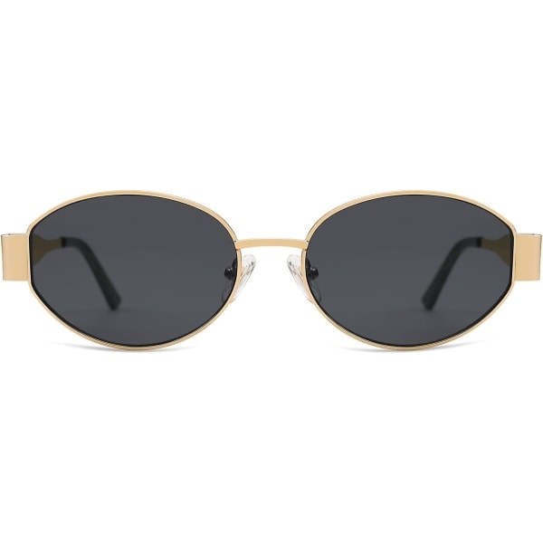 SOJOS Retro Oval Aurinkolasit Yhteensopivat Naisille Ja Miehille Trendikkäät Aurinkolasit Klassiset Sävyt UV400 Suoja SJ1217_SSDLV DB Gold-Grey