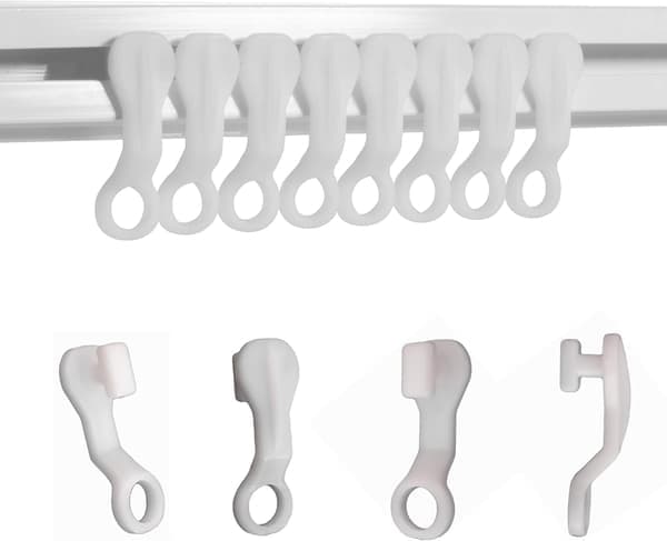 Glidkrokar Vita Gardinkrokar i Plast, 50-pack