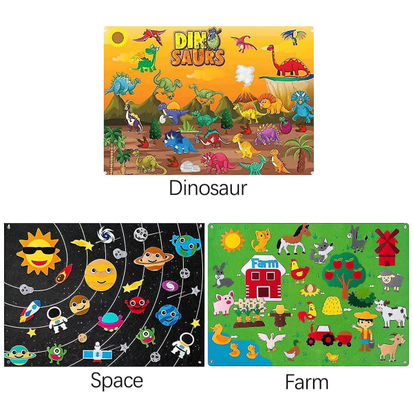 Barnleksaker,migaven Farm Toys, Farm Animal Space Flight Filt Story Board Set,tidig Learning Interactive Play brown Space