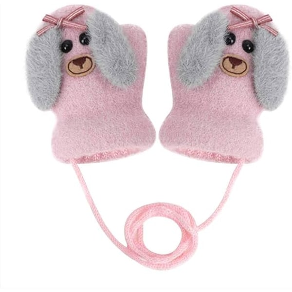Baby och småbarn varma vantar magiska stretch vantar handskar på snöre pojkar flickor stickade vantar tjockna fleecefoder nyfödda vantar helfingerhandskar
