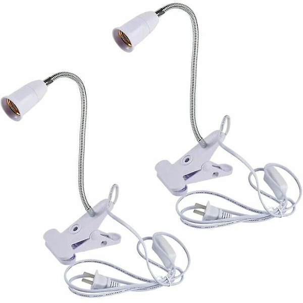 E27 Klemmelampe med Svanehals og Afbryder, Bordlampe, Skrivebordslampe, Lampekrop
